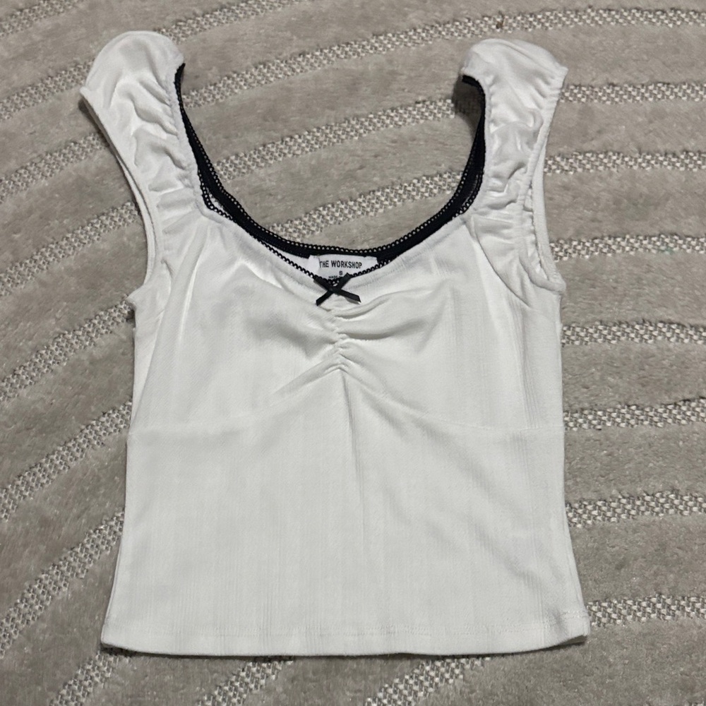 White Crop Top with Black Trim